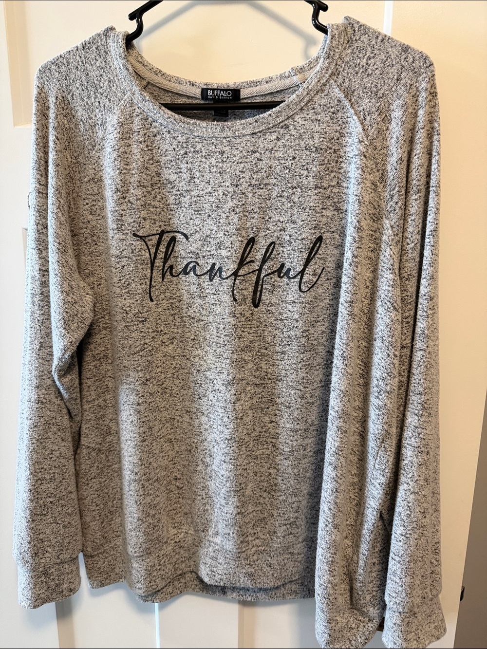 Buffalo David Bitton Gray Marled 'Thankful' Script Pullover